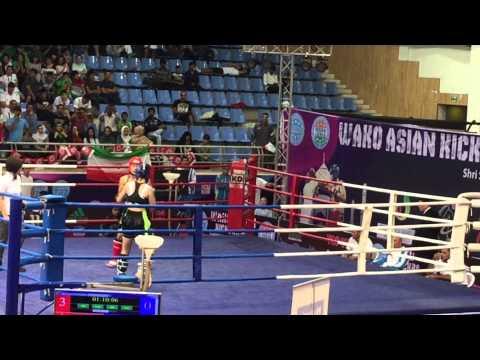 WAKO ASIAN KICKBOXING 踢拳 Champion 2015 INDIA WAKO MACAU Low Kick 低踢 女子南韓哈薩克