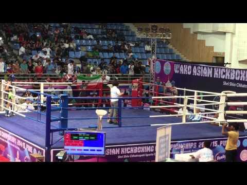 WAKO ASIAN KICKBOXING 踢拳 Champion 2015 INDIA WAKO MACAU Low Kick 低踢 女子南韓哈薩克3